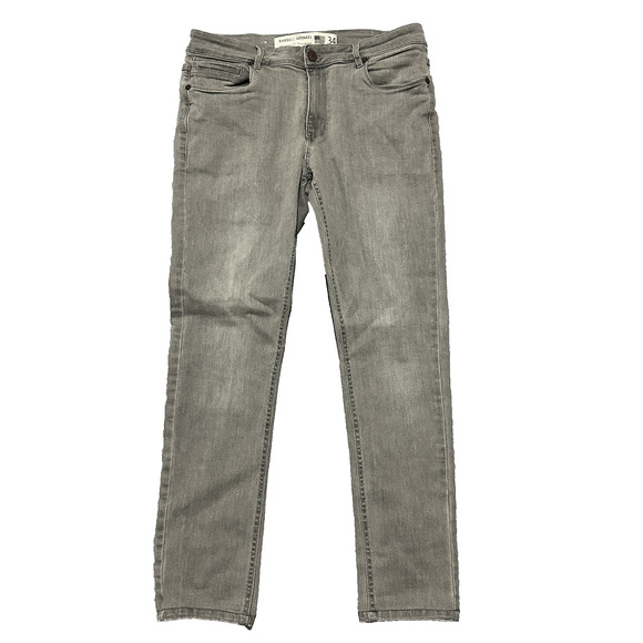 Barbell Apparel Jeans Mens 34x28 Straight Athletic Fit Stretch Gray Denim - Picture 1 of 16